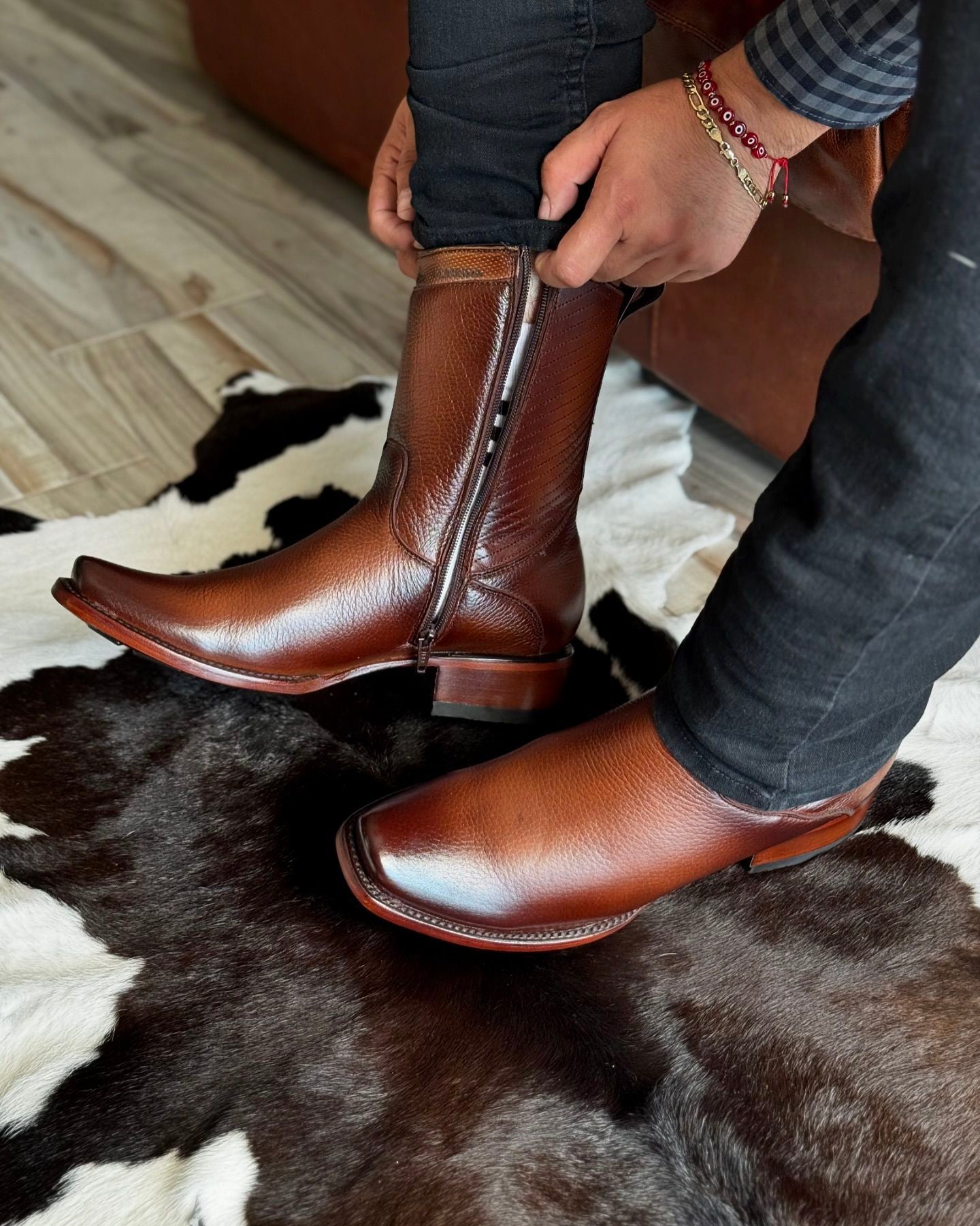 Western Deerskin Cowboy Boots