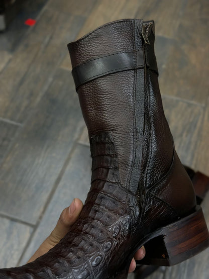 Men's Retro Crocodile Leather Boots