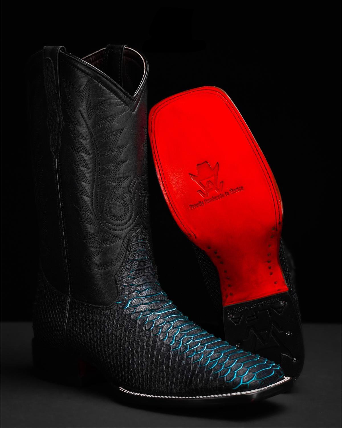 2024 Men's Matte Python Leather Cowboy Boots