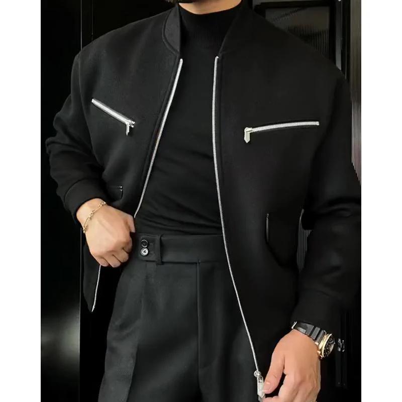 Italian Men's Cashmere Stand Collar Jacket