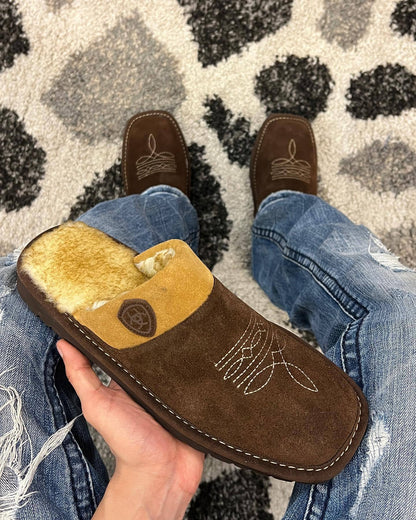 Couple Suede Cowboy Slippers - Square Toe