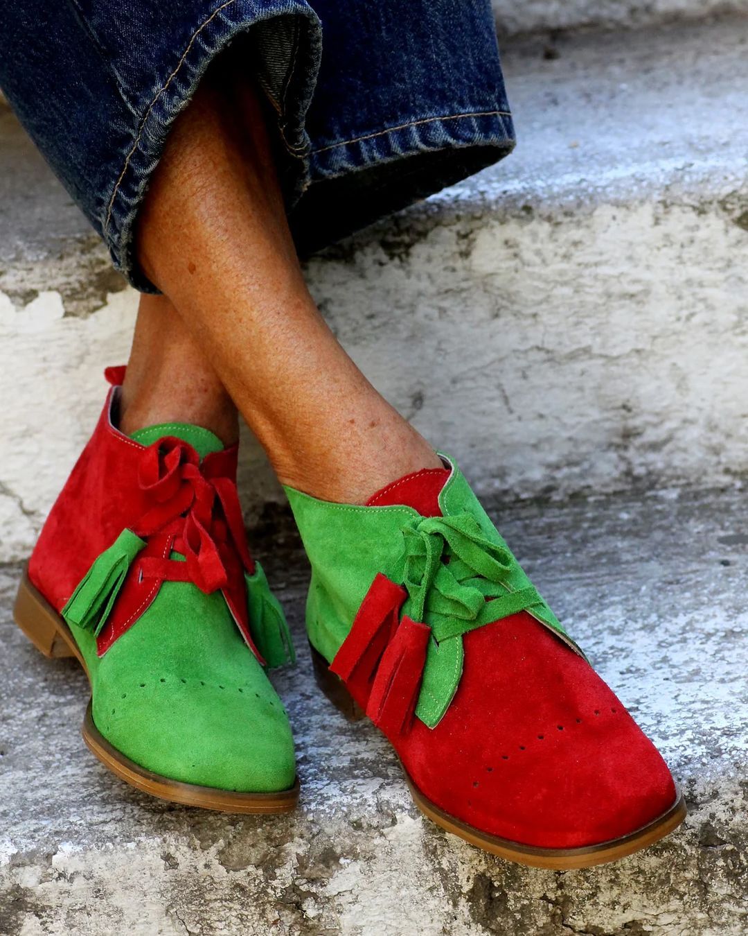 Hand-Paneled Suede Loafers