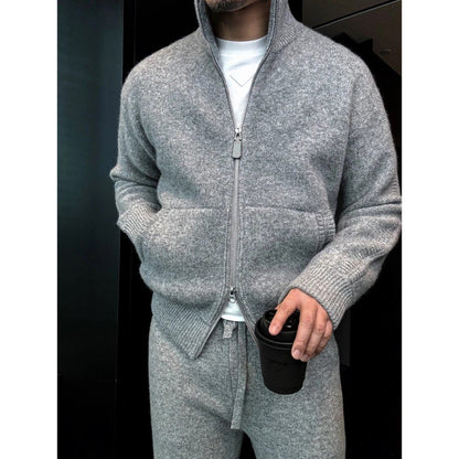 Men's Turtleneck Knitted Cardigan Casual Suit