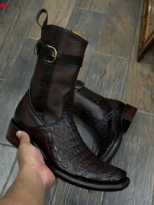 Men's Retro Crocodile Leather Boots