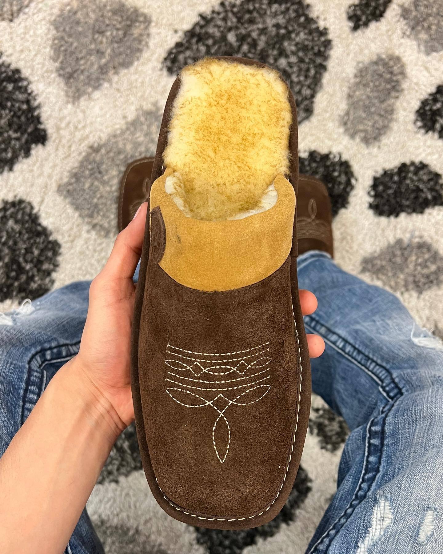 Couple Suede Cowboy Slippers - Square Toe