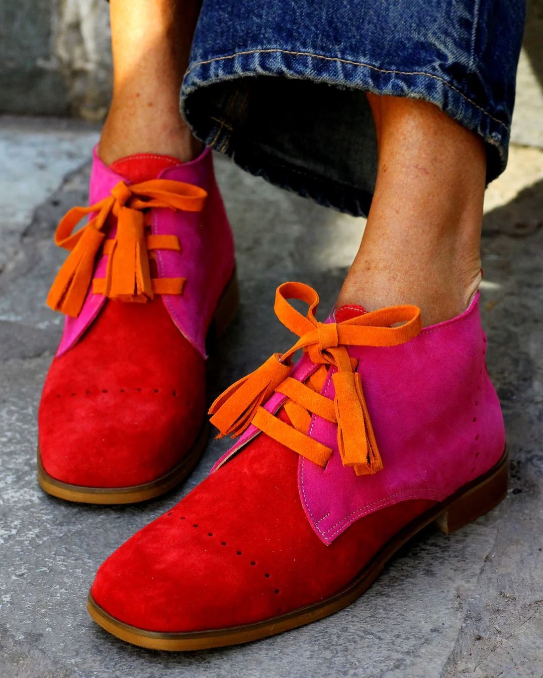 Hand-Paneled Suede Loafers