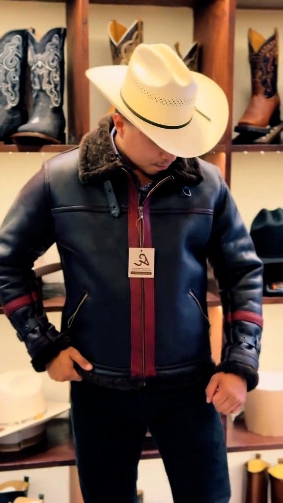 Western cashmere genuine leather cowboy jacket