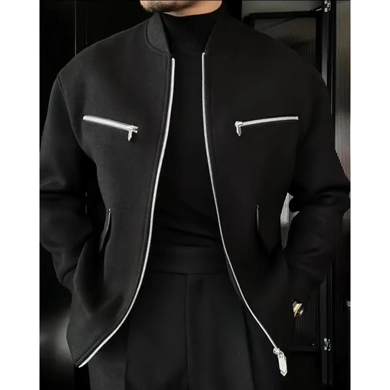 Italian Men's Cashmere Stand Collar Jacket