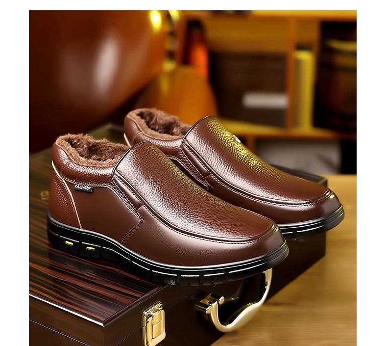 Men's warm leather casual shoes