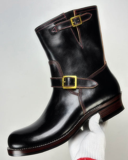 Italian handmade retro leather boots