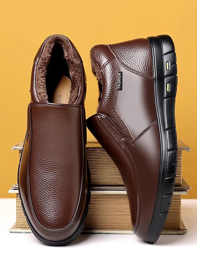 Men's warm leather casual shoes