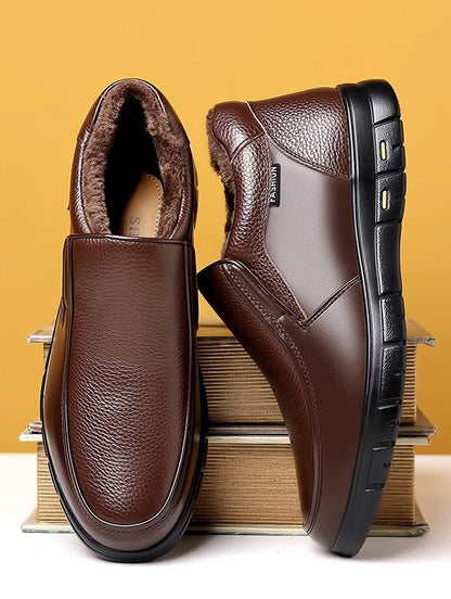 Men's warm leather casual shoes