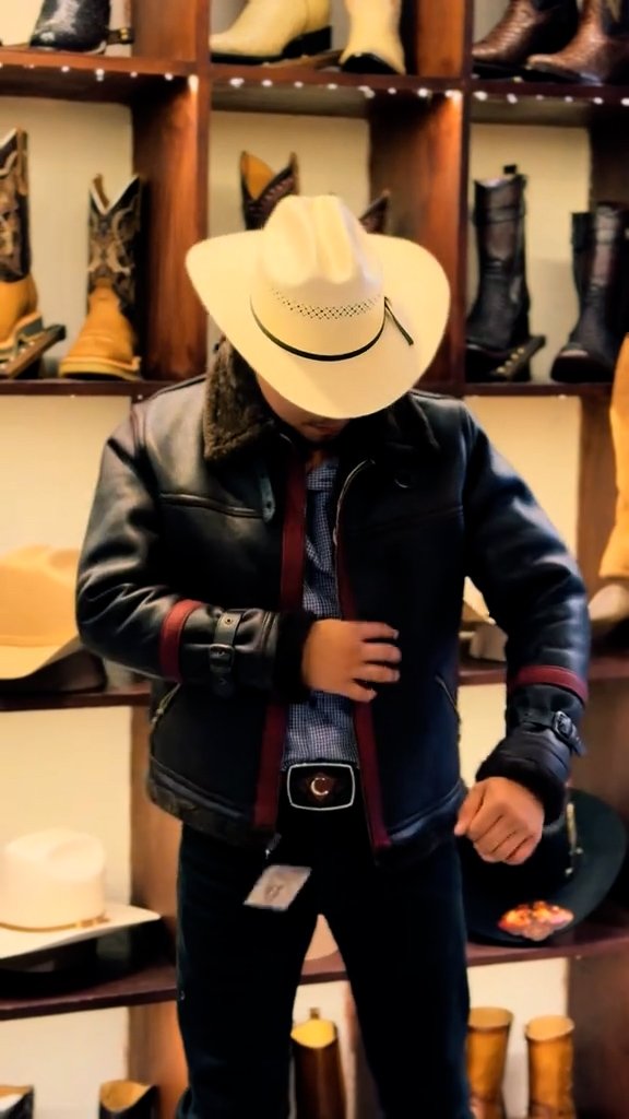 Western cashmere genuine leather cowboy jacket