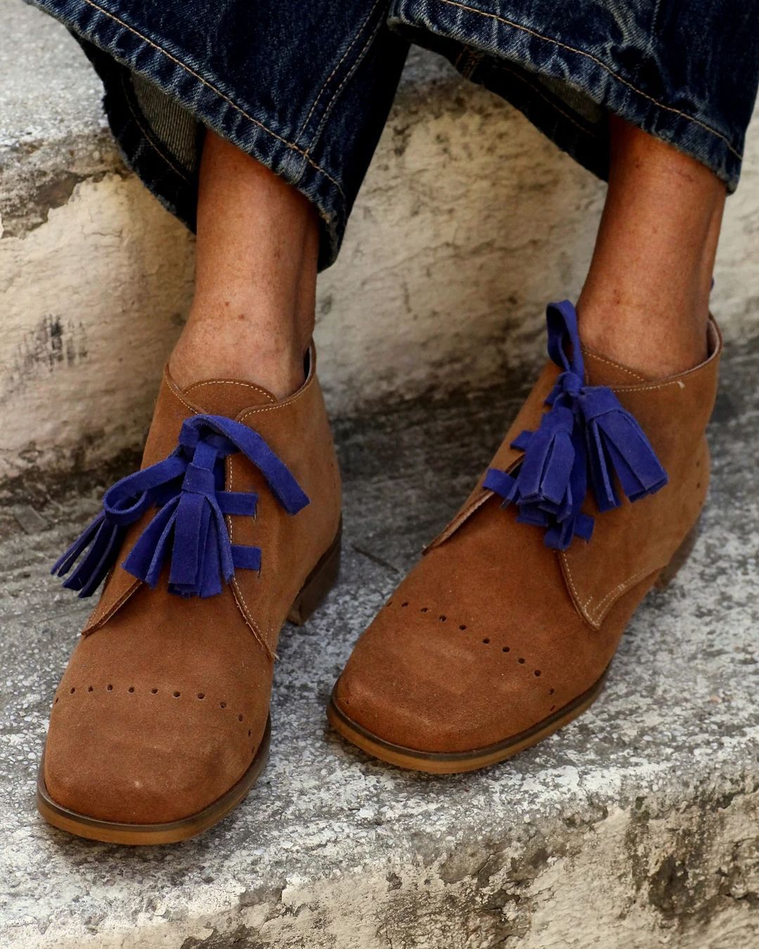 Hand-Paneled Suede Loafers