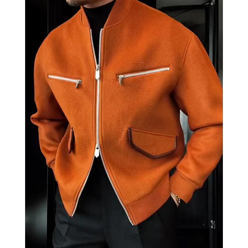 Italian Men's Cashmere Stand Collar Jacket