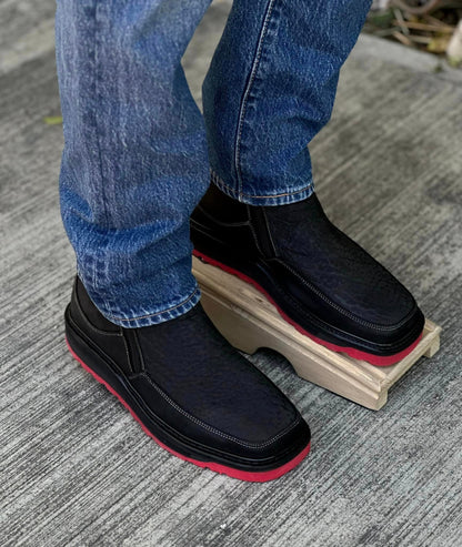 Double zipper non-slip cowhide casual shoes