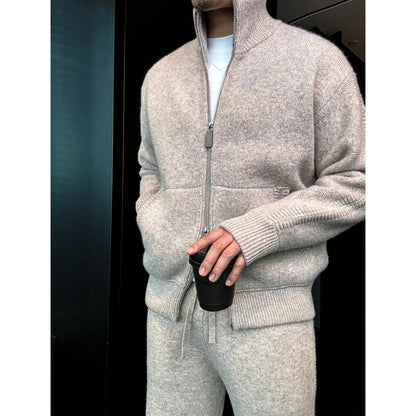 Men's Turtleneck Knitted Cardigan Casual Suit