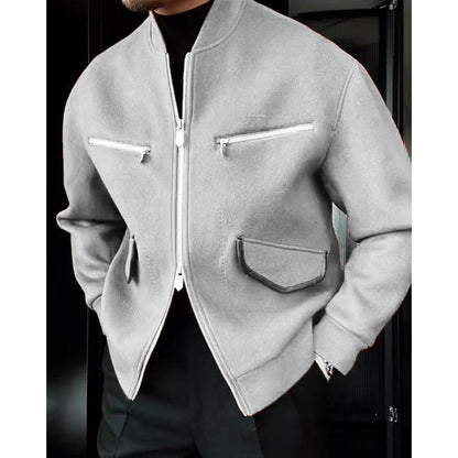 Italian Men's Cashmere Stand Collar Jacket